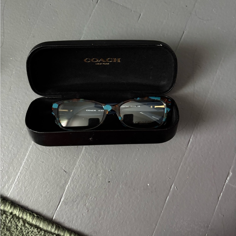 Coach Women's Glasses with Tortoise and Teal Accents